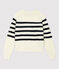 Pullover mohair bambina in cotone bianco MARSHMALLOW/blu SMOKING