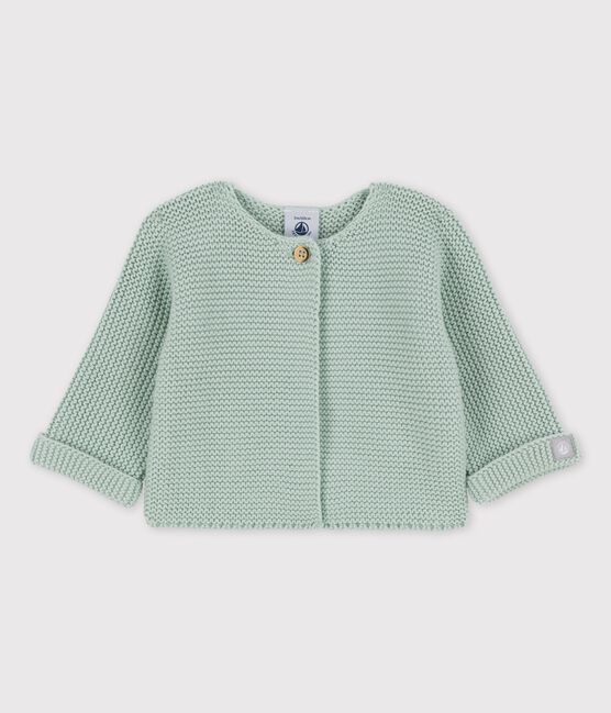 Cardigan bebè in tricot di cotone biologico verde HERBIER