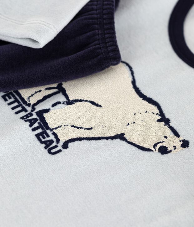 Pigiama in ciniglia bambino blu/blu