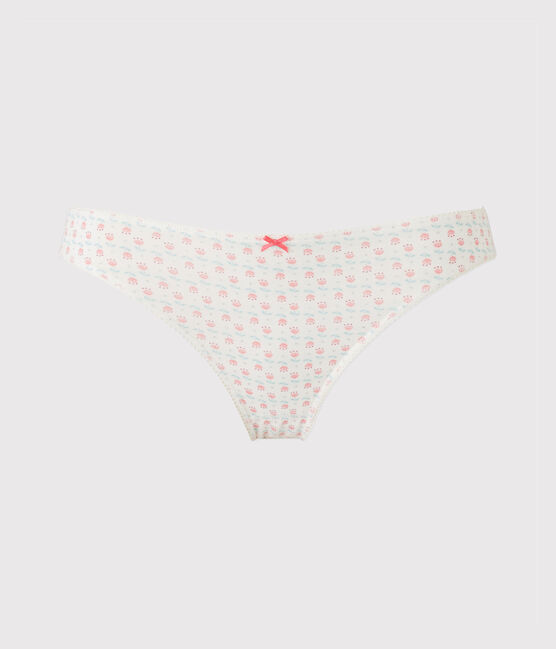 Culotte per bambina stampata in jersey stretch bianco LAIT/bianco MULTICO