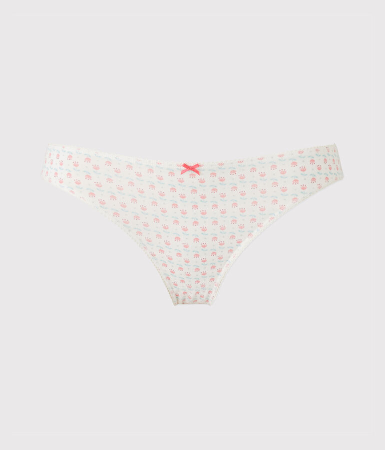 Culotte per bambina stampata in jersey stretch bianco LAIT/bianco MULTICO