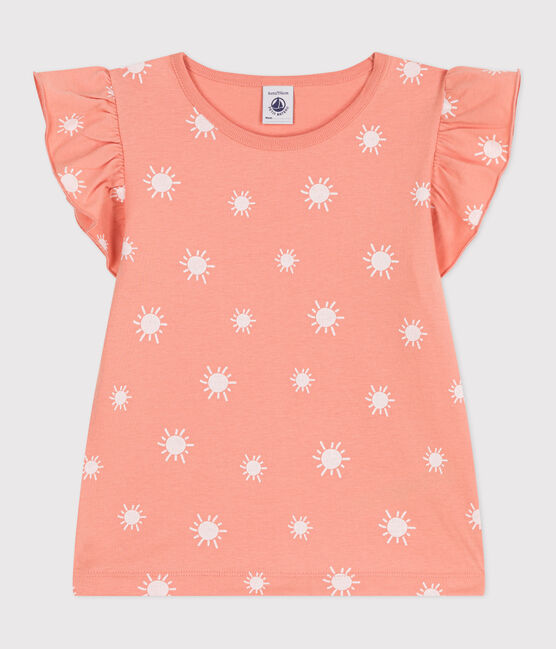 T-shirt a maniche corte in cotone con stampa bambino arancione ABRICOT/ MARSHMALLOW
