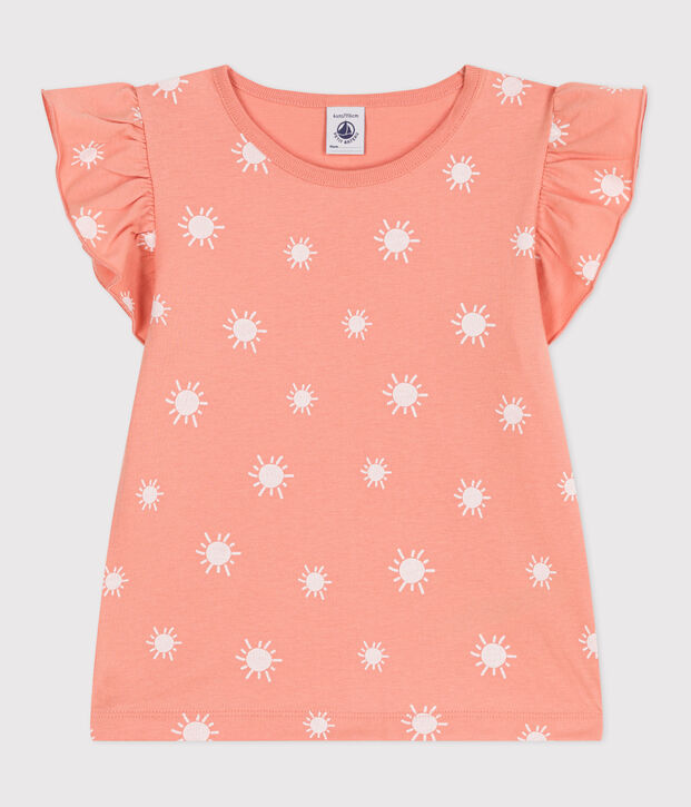 T-shirt a maniche corte in cotone con stampa bambino arancione/bianco