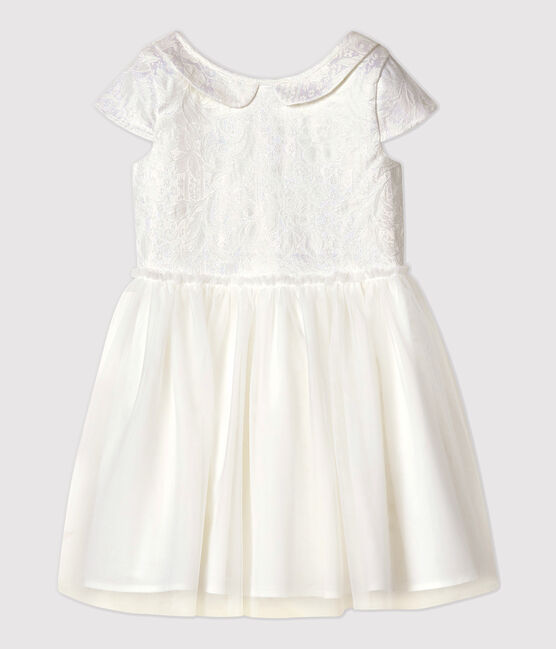 Abito da cerimonia in jacquard e tulle bambina bianco MARSHMALLOW