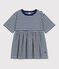 Abito bambina a maniche 3/4 in cotone a righe blu MEDIEVAL/ MONTELIMAR