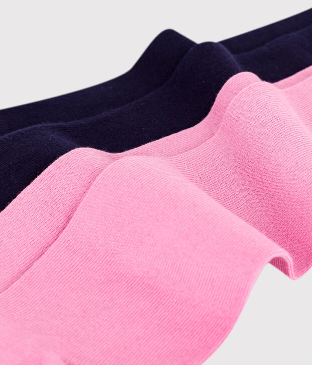Set da 2 paia di collant in jersey di cotone bambina rosa/blu