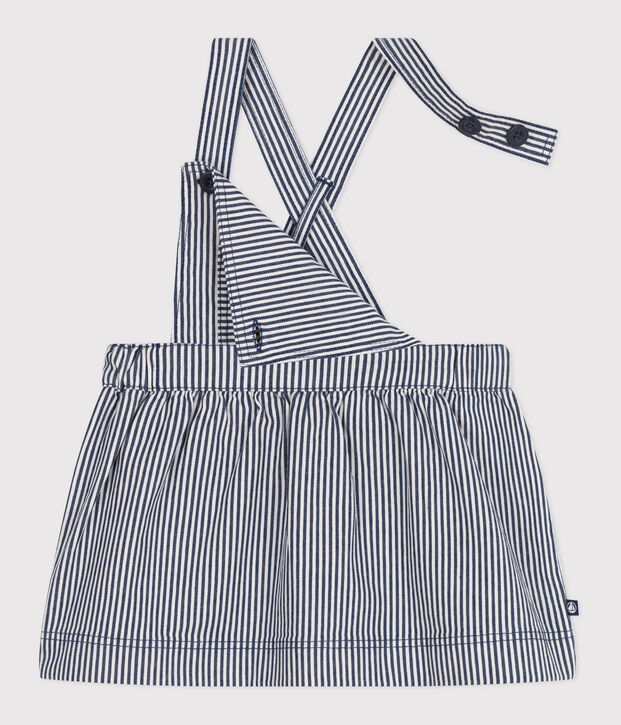 Abito salopette in cotone a righe neonato blu/bianco