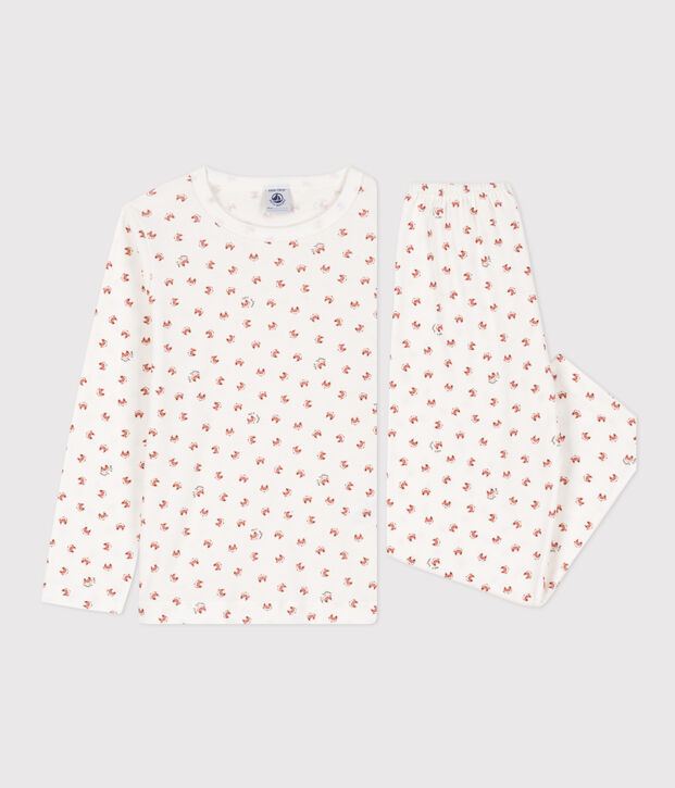 Pigiama bambino unisex in cotone motivo volpe bianco/multicolore