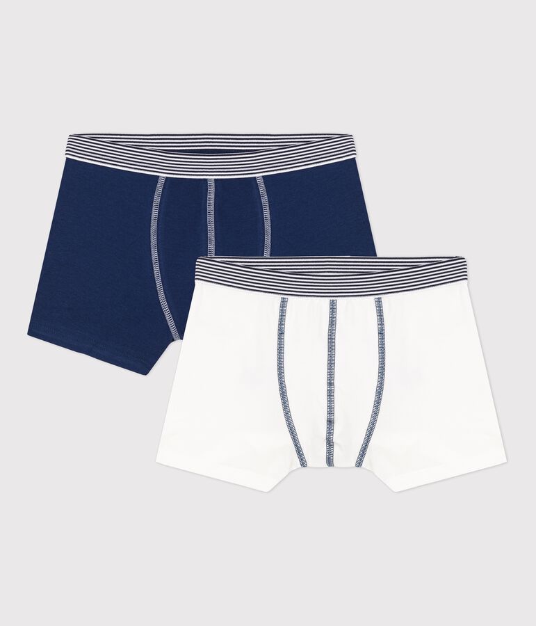 Confezione da 2 boxer ragazzo in cotone biologico e elastan multicolore