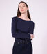 T-shirt a maniche lunghe con scollo a barca in cotone donna