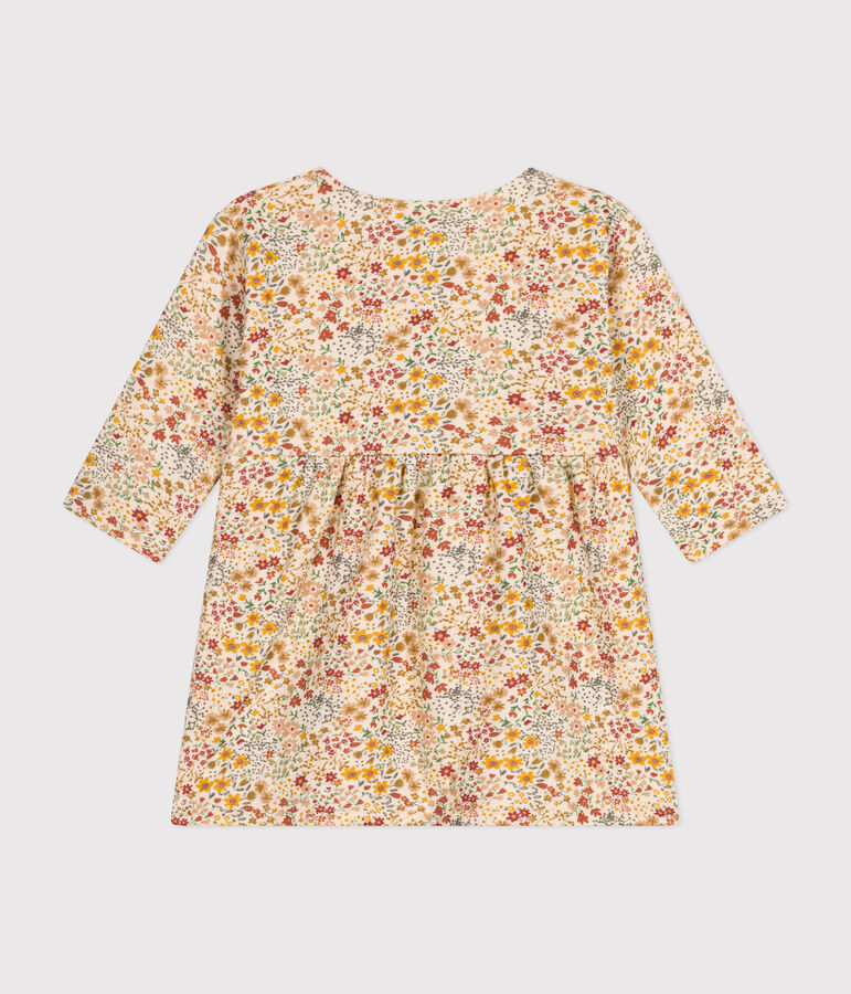 Abito a maniche lunghe in tubique trapuntato neonato ecru/multicolore