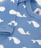 Body a maniche lunghe in cotone neonato blu BEACH/ MARSHMALLOW