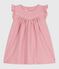 Abito senza maniche in cotone tinta unita con dettagli ricamati sullo scollo neonato rosa CHARME