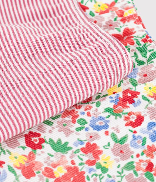 Set di shorty lunghi in cotone a fiori bambina multicolore