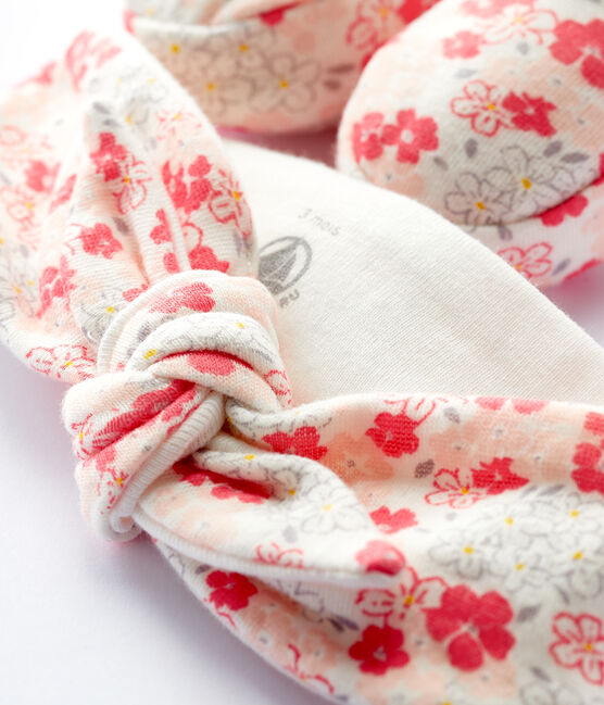Confezione fascia e babbucce bebè femmina a fiori in tubique di cotone biologico variante 1