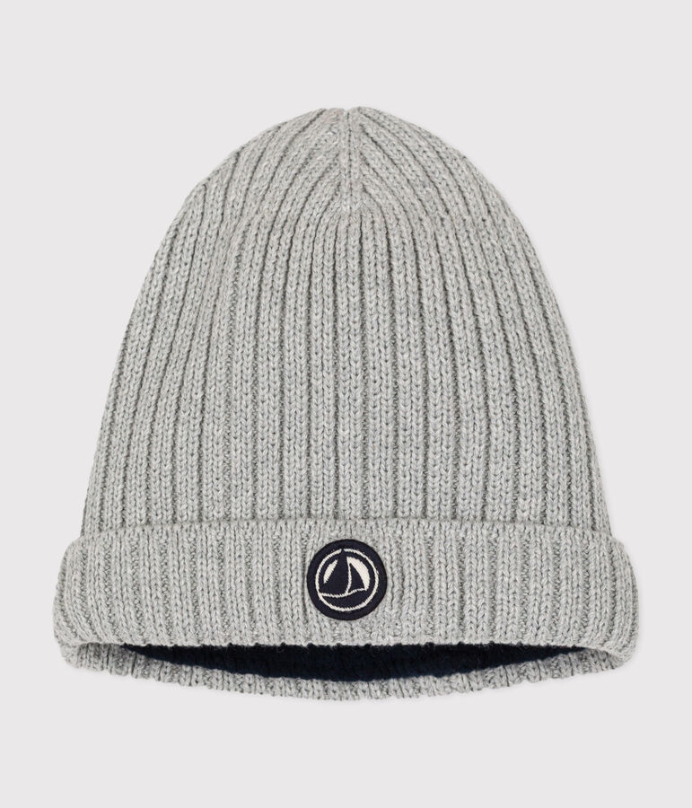 Berretto beb&egrave; in maglia foderato in pile grigio CHATON CHINE