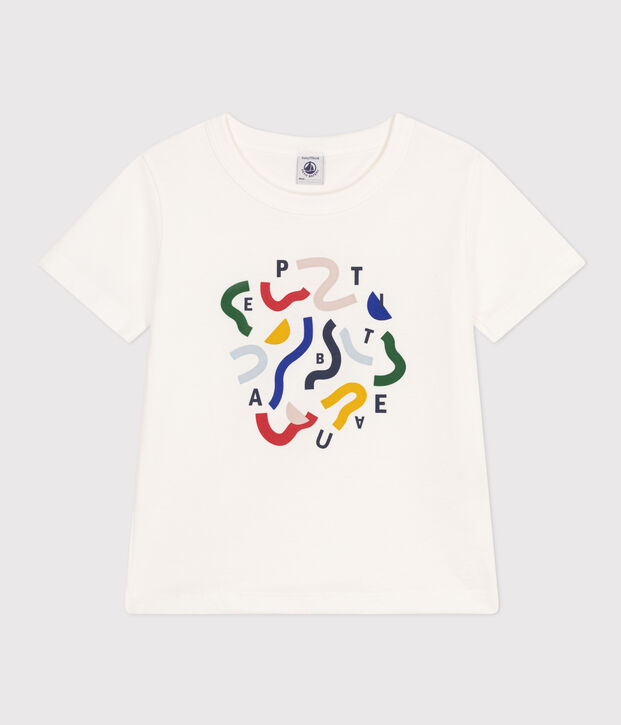 T-shirt stampata in jersey leggero bambino bianco