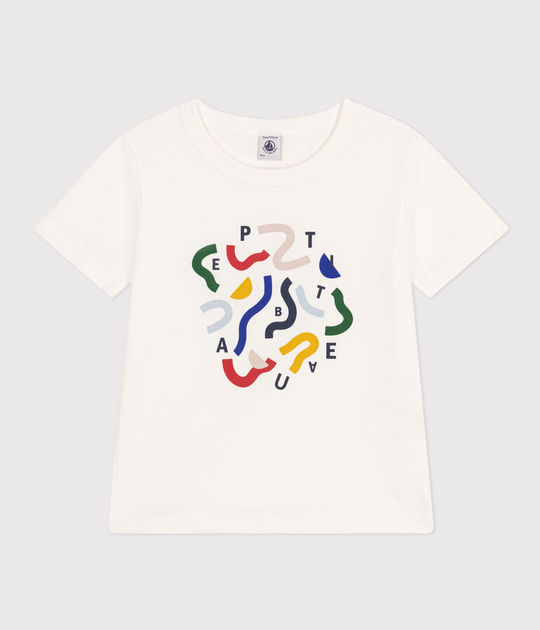 T-shirt stampata in jersey leggero bambino bianco MARSHMALLOW