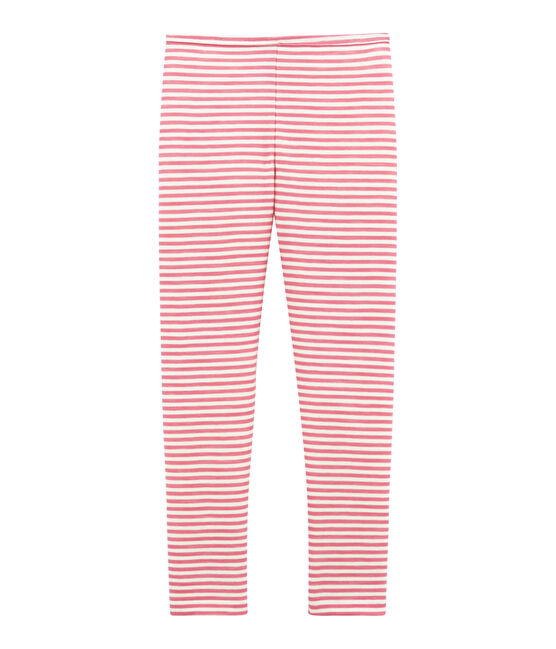 Leggings per bambina in lana e cotone rosa CHEEK/bianco MARSHMALLOW