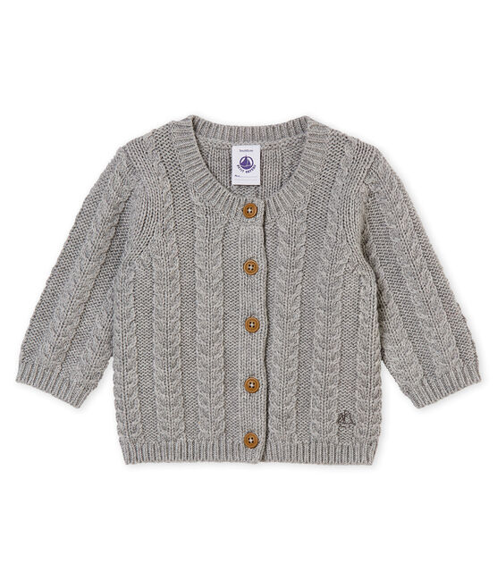 Cardigan in tricot lana e cotone per bebé unisex grigio SUBWAY CHINE