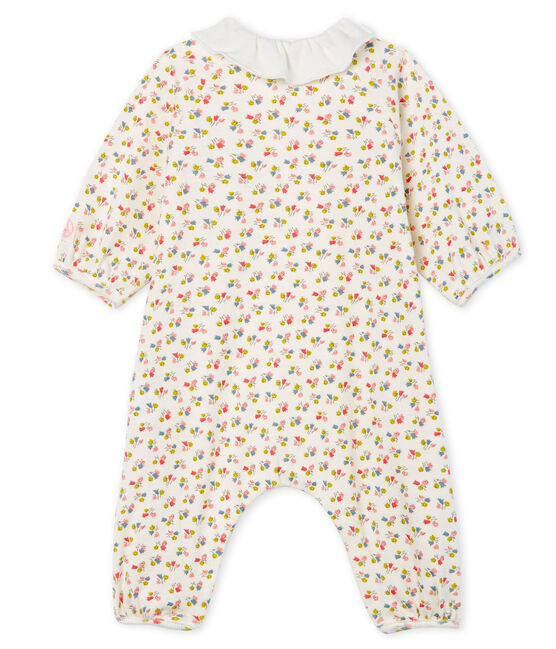 Tutina lunga bebè femmina a costine bianco MARSHMALLOW/bianco MULTICO
