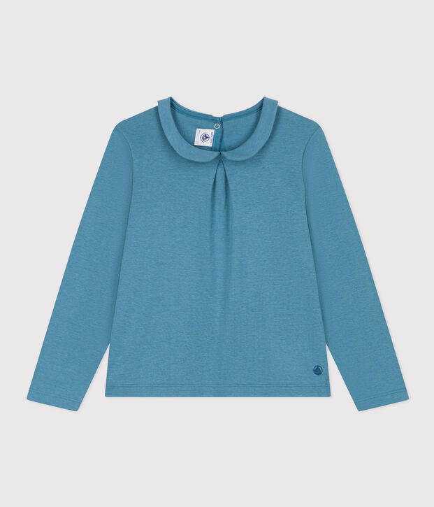 Blusa in cotone bambina blu