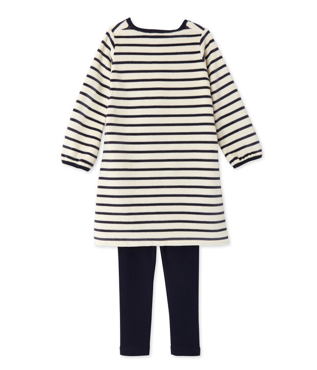 Chemise de nuit fille &agrave; bouclette velours bianco/blu