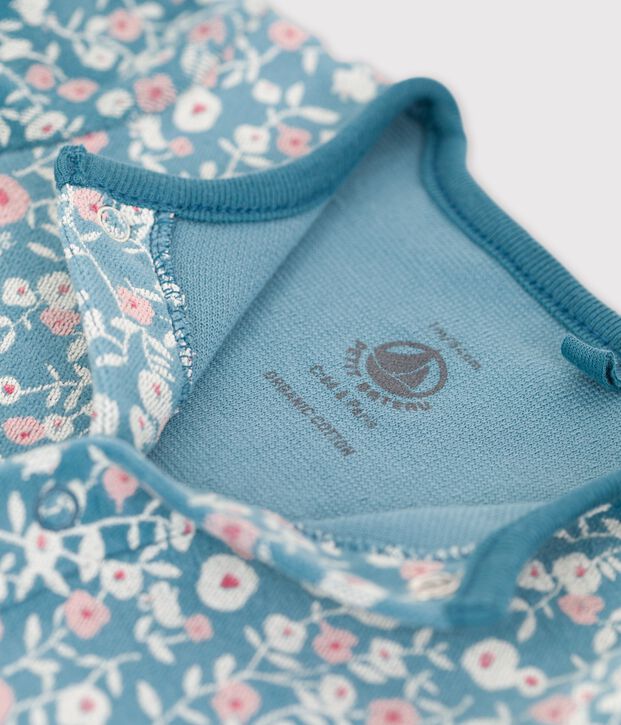 Tutina pigiama in ciniglia biologica con stampa verde/bianco