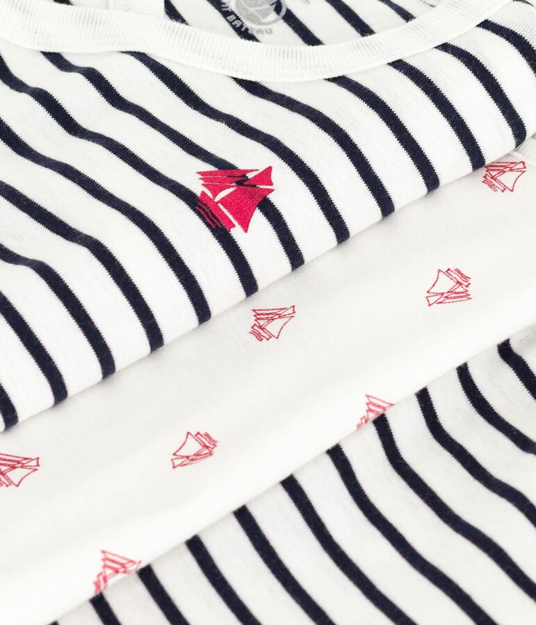 Set 3 pezzi neonato con marini&egrave;re e body con barca stampata bianco/blu