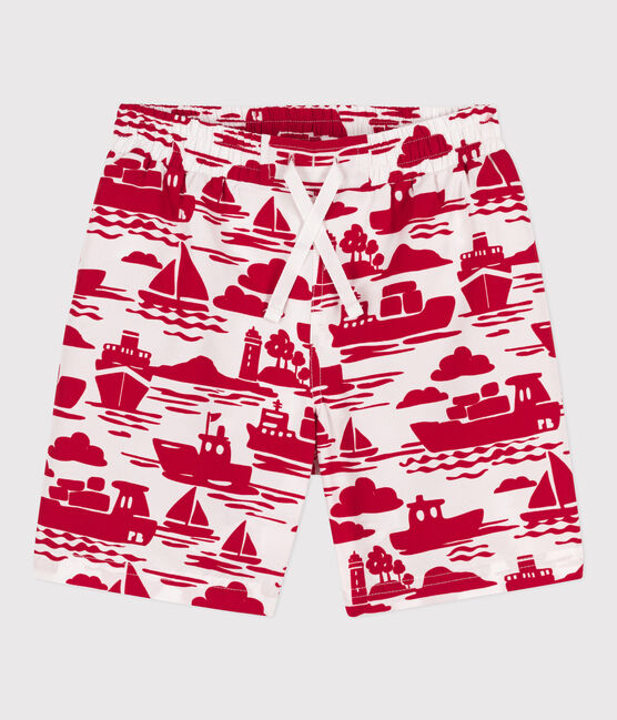 Shorts da mare bambino riciclati con stampa rosso AVALANCHE/ ROUGE