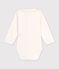 Body a maniche lunghe in cotone tinta unita con colletto ricamato neonato blu/blu