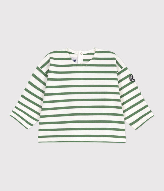 Top da marinaio per neonati in cotone spesso verde MARSHMALLOW/ PALMERAIE