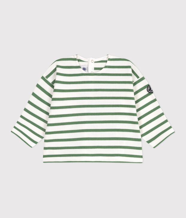 Top da marinaio per neonati in cotone spesso verde/verde