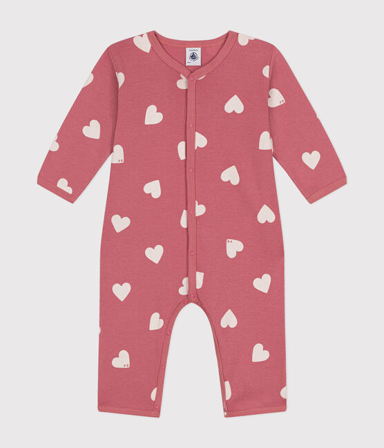 Pigiama bebè senza piedini in cotone stampato neonato rosa ROSEWOOD/ MARSHMALLOW