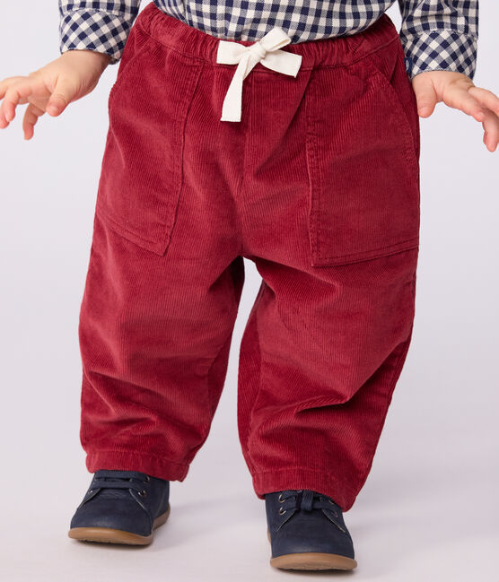 Pantaloni in velluto tinta unita neonato AMARANTE