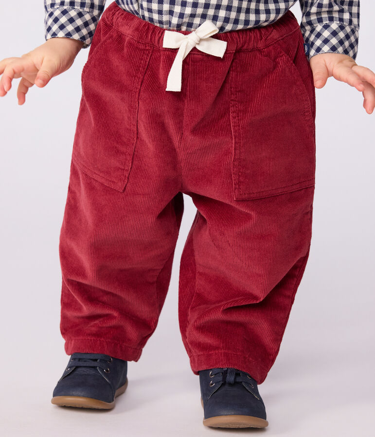 Pantaloni in velluto tinta unita neonato rosso