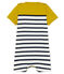 Tutina corta neonato in jersey pesante a righe giallo BAMBOO/bianco MARSHMALLOW/ SMOKING