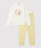 Pigiama bambina a fiori in spugna bouclette grattata giallo OCRE/bianco MARSHMALLOW