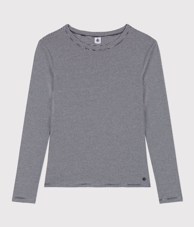 T-shirt L'ICONIQUE girocollo in cotone Donna blu/bianco