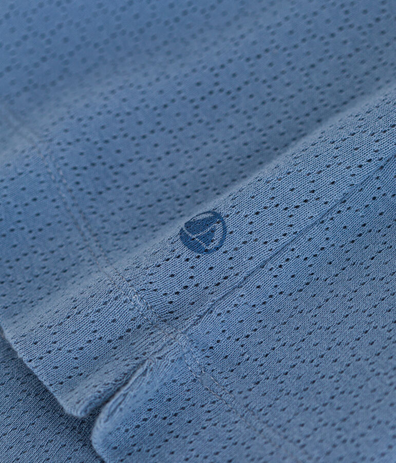 Camicia da notte bambino in cotone traforato a tinta unita blu