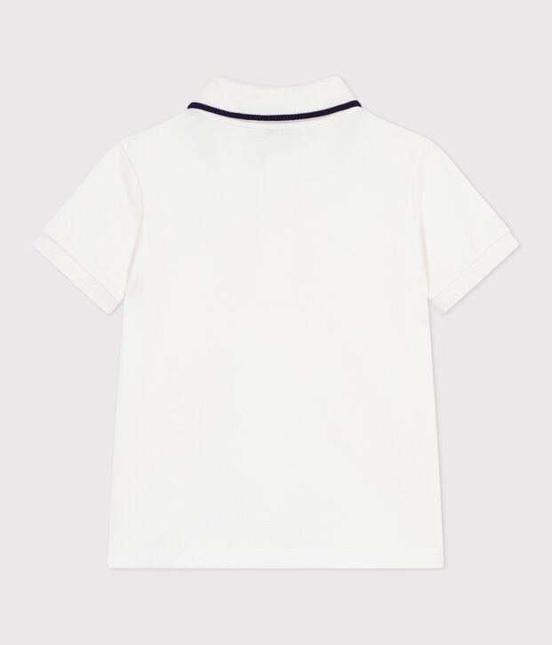 Polo a maniche corte in cotone tinta unita bambino bianco