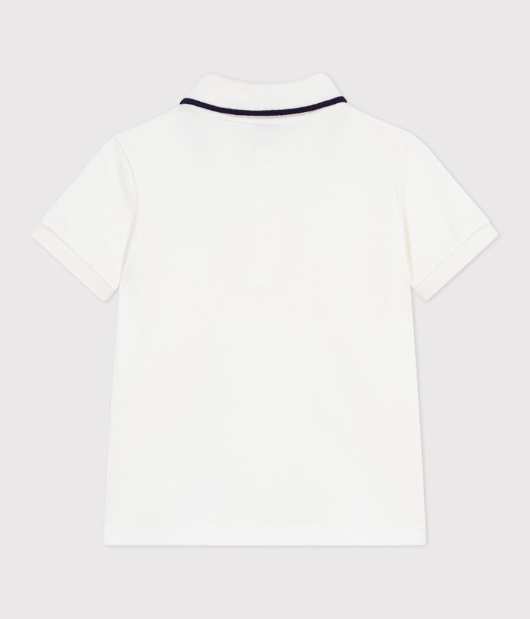 Polo a maniche corte in cotone tinta unita bambino bianco