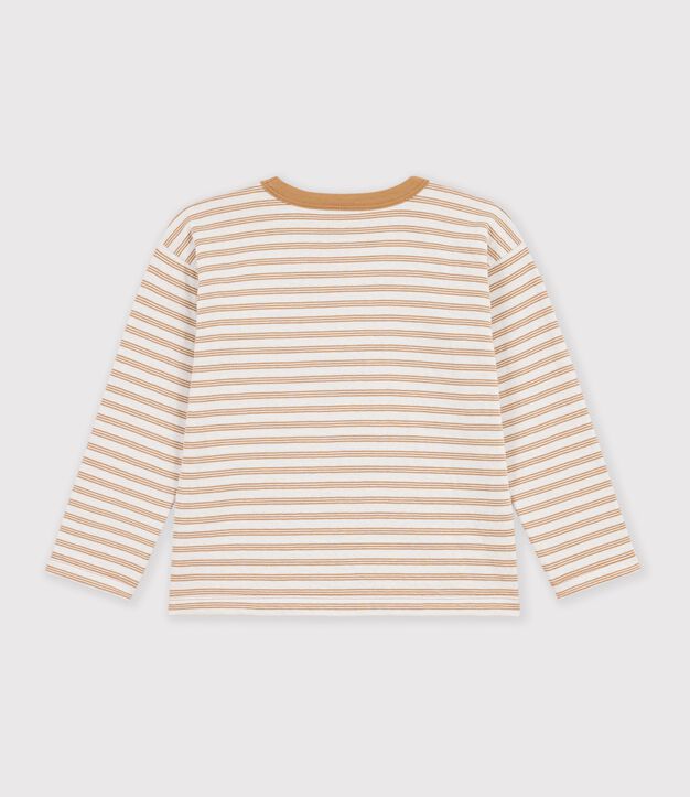 T-shirt a maniche lunghe a righe bambino beige/ecru/beige