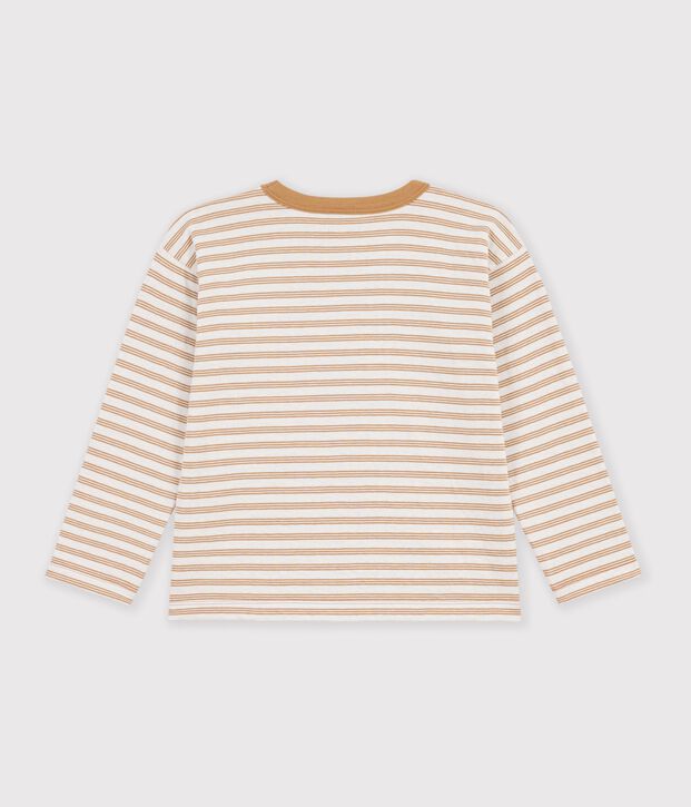 T-shirt a maniche lunghe a righe bambino beige/ecru/beige