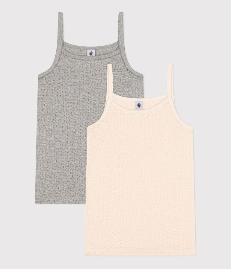 Confezione da 2 canottiere con spalline in cotone traforato donna multicolore