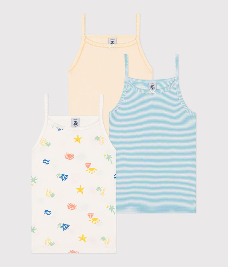 Set di 3 canotte in cotone con stampa bambino multicolore