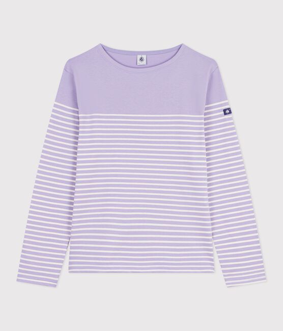 T-shirt marinière in cotone Donna viola SQUAW/ MILK