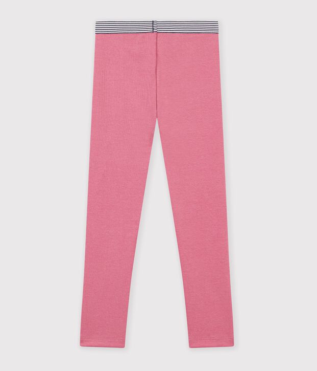 Leggings in cotone tinta unita bambina rosa