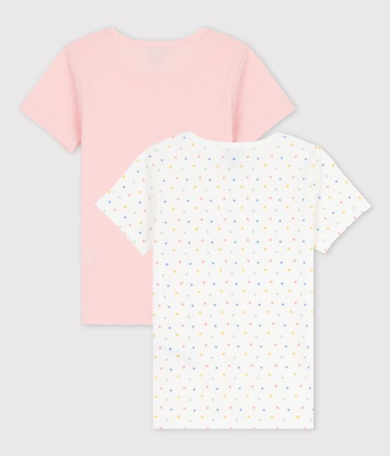 Confezione da 2 t-shirt bambina a maniche corte con stelline in cotone biologico variante 1