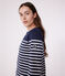 Marinière a maniche lunghe in cotone donna blu SMOKING/bianco MARSHMALLOW